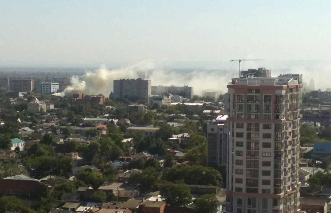 Видео с пожара в центре Краснодара