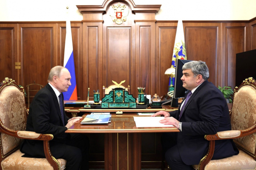 Президент России Владимир Путин в понедельник встретился с главой Кабардино-Балкарской Республики Казбеком Коковым, чтобы обсудить социально-экономическое развитие региона.