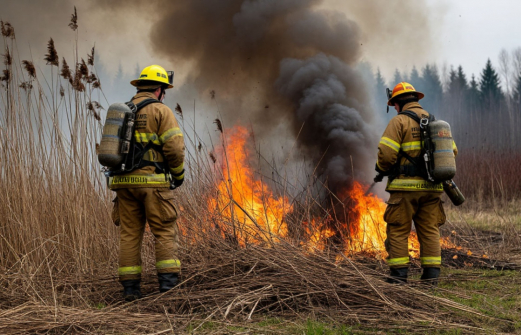 Упавший беспилотник повредил линию электропередач и зажег камыш на Кубани