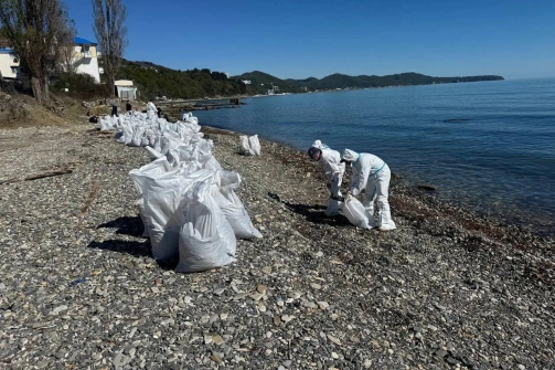 Ликвидация последствий атаки БПЛА в Туапсе: с места разлива нефтепродуктов вывезли более 3 тыс. кубометров загрязнённого грунта