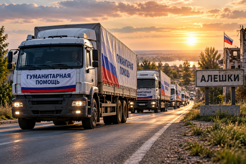 В Алешки отправилась гуманитарная колонна с продуктами и медикаментами