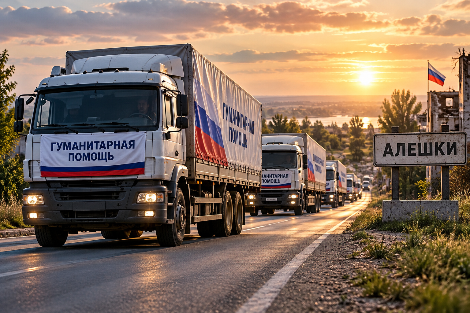 В Алешки отправилась гуманитарная колонна с продуктами и медикаментами